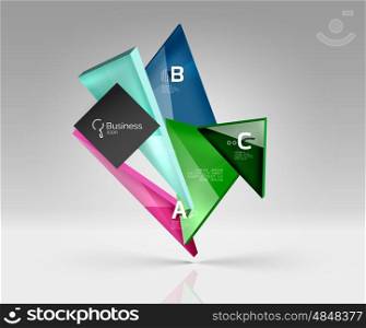 Geometric glass triangles abstract background. Vector template background for workflow layout, diagram, number options or web design