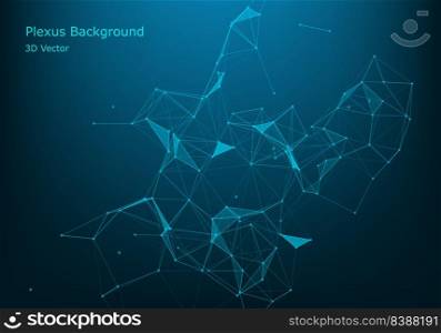 Geometric graphic background molecule and communication. Big data complex with compounds. Perspective backdrop. Minimal array. Digital data visualization. Scientific cybernetic vector illustration