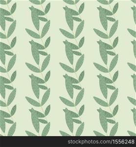 Geometric herbal seamless pattern with dashes branches on green background. Designed for textile, wallpaper, wrapping paper, kids clothes. Vector illustration. Geometric herbal seamless pattern with dashes branches on green background.