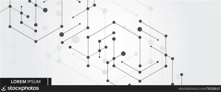 Geometric hexagon connect with connected line and dots. Simple technology graphic background. Vector banner design.. Simple technology graphic background