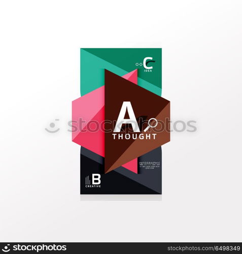 Geometric infographic banner, paper info diagram created with color shapes. Geometric infographic banner, paper info a b c option diagram created with color shapes. Vector illustration