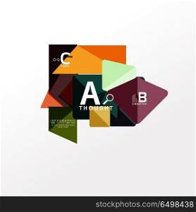 Geometric infographic banner, paper info diagram created with color shapes. Geometric infographic banner, paper info a b c option diagram created with color shapes. Vector illustration
