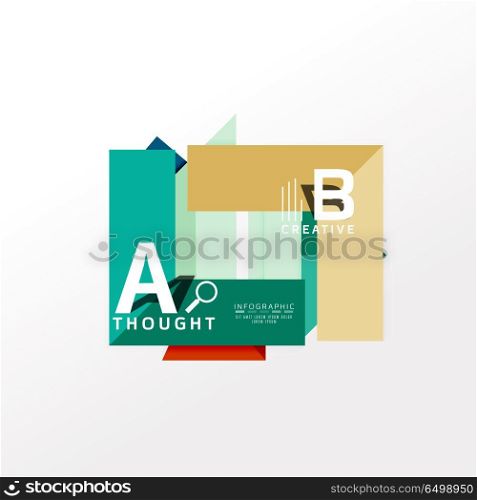 Geometric infographic banner, paper info diagram created with color shapes. Geometric infographic banner, paper info a b c option diagram created with color shapes. Vector illustration