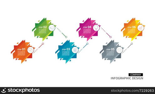 Geometric infographic with 6 abstract option template. Presentation step business modern background.