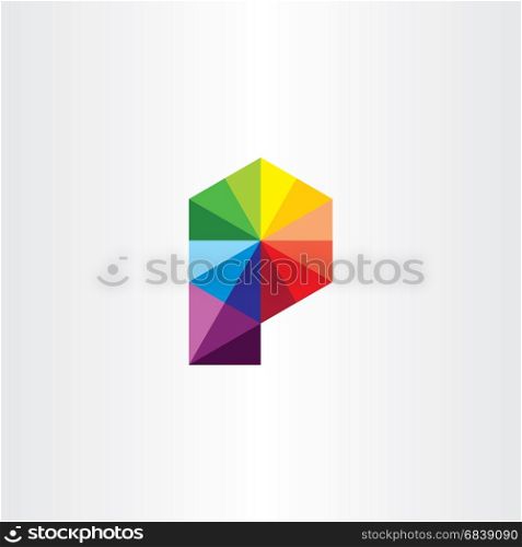 geometric letter p logo colorful icon
