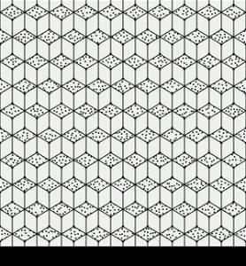 Geometric line seamless cube pattern with rhombuses. Wrapping paper. Polygonal tiling. Vector illustration. Background. Optical illusion effect. Graphic texture. Randomly disposed spots.. Geometric line seamless cube pattern with rhombuses. Wrapping paper. Polygonal tiling. Vector illustration. Background. Optical illusion effect. Graphic texture with randomly disposed spots.