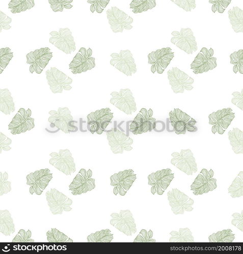 Geometric linear monstera outline seamless pattern. Tropical leaves backdrop. Abstract tropical botanical wallpaper. Design for fabric , textile, surface, wrapping. Vector illustration. Geometric linear monstera outline seamless pattern. Tropical leaves backdrop.