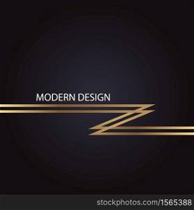 Geometric modern abstract luxury design with golden horizontal zigzag lines on black background