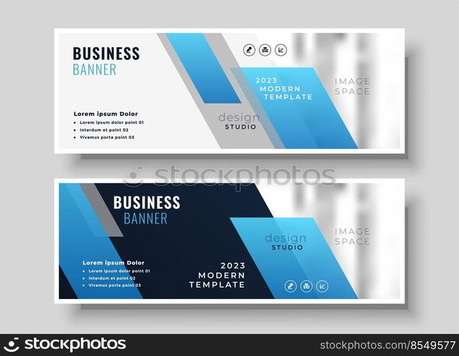 geometric modern blue business presentation banner design