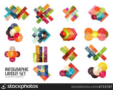 Geometric modern infographic options templates. Vector layouts for presentation, web site or modern print design