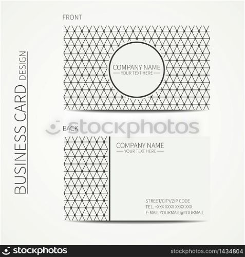 Geometric monochrome business card template with triangle for design. Polygon pattern. Business card. Trendy calling card. Vector design.. Geometric monochrome business card template with triangle for your design. Polygon pattern. Business card. Trendy calling card. Vector design.
