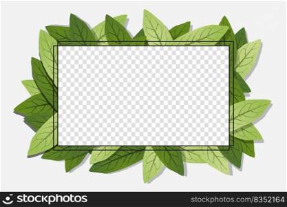Geometric nature frame with leaves. Vector illustration for nature related