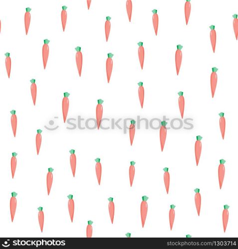 Geometric orange carrot seamless pattern on white background. Botanical wallpaper. Design for fabric, textile print, wrapping paper, kitchen textiles. Modern vector illustration. Geometric orange carrot seamless pattern on white background. Botanical wallpaper.