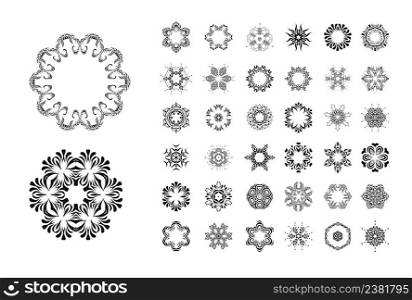 Geometric ornament made in vector. Oriental vector pattern. Round ornament pattern set