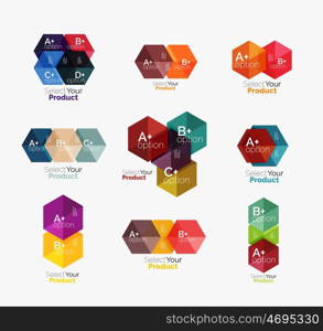 Geometric paper business infographics layouts. Vector set of geometric paper business infographics layouts