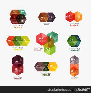 Geometric paper business infographics layouts. Vector set of geometric paper business infographics layouts