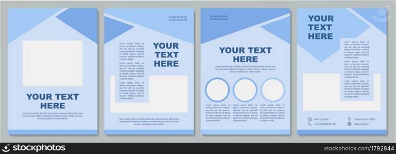 Geometric pastel blue brochure template. Flyer, booklet, leaflet print, cover design with copy space. Your text here. Vector layouts for magazines, annual reports, advertising posters. Geometric pastel blue brochure template