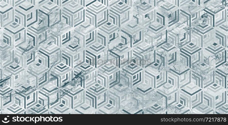 Geometric pattern grunge background with polygonal shape and green marble texture