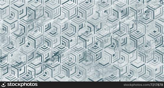 Geometric pattern grunge background with polygonal shape and green marble texture