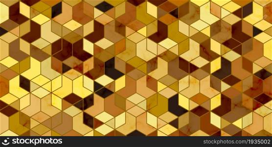 Geometric pattern luxury golden background with polygonal shape and marble texture