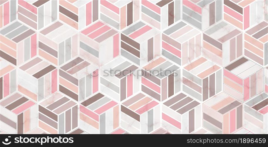Geometric pattern luxury with stripes polygonal shape pastel color and marble texture. Elegant background design for carpet,wallpaper,clothing