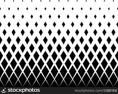 Geometric pattern of black diamonds on a white background.Seamless in one direction.Option with a short fade out. 12 figures in height.. Geometric pattern of black diamonds on a white background.