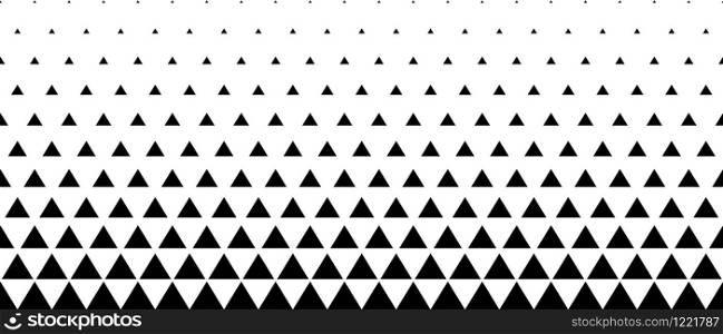 Geometric pattern of black triangles on a white background.Seamless in one direction.Option with a short fade out.Radial method.Eleven figures in height.. Geometric pattern of black triangles on a white background.Eleven figures in height.