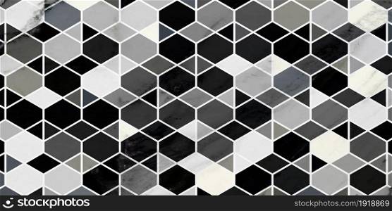 Geometric pattern with polygonal shape and marble texture dark gray grunge background
