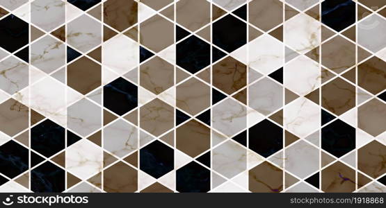 Geometric pattern with polygonal shape dark background. Luxury of gold and marble texture modern design