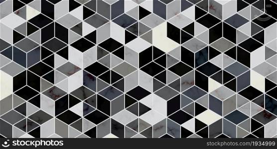 Geometric pattern with polygonal shape. Luxury background dark gray and marble texture