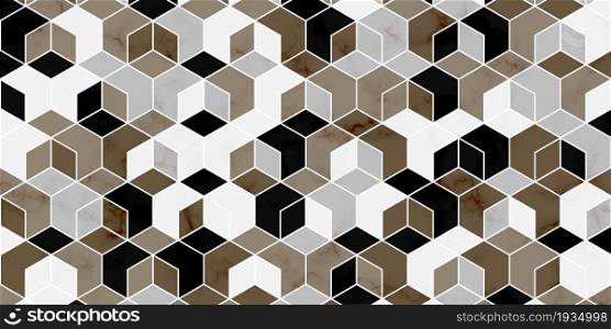 Geometric pattern with polygonal shape luxury background of gold and marble texture modern design