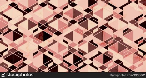 Geometric pattern with polygonal shape luxury of pink background and marble texture