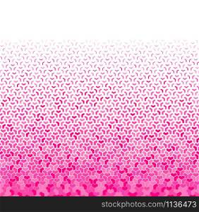 Geometric pattern with red and pink hearts on a white background.Seamless in one direction.Option with a LONG fade out.. Geometric pattern with red and pink geometric hearts on a white background.