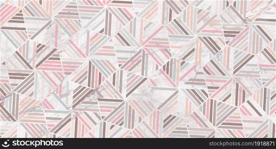 Geometric pattern with stripes polygonal shape elegant of pink background pastel color and marble texture
