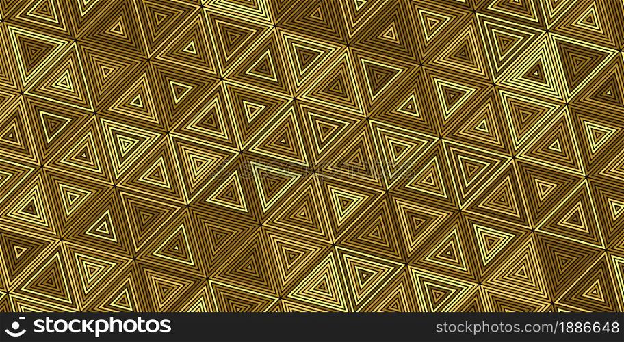 Geometric pattern with triangle stripes diagonal lines. Golden background luxury for rug,carpet,wallpaper,clothing,wrapping,batik,fabric