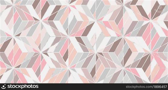 Geometric pattern with triangle stripes polygonal shape elegant of pink background and marble texture