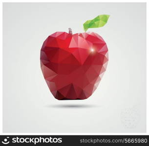 Geometric polygonal fruit, triangles, apple, vector illustration