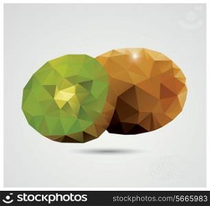 Geometric polygonal fruit, triangles, kiwi, vector illustration