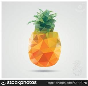 Geometric polygonal fruit, triangles, pineapple, vector illustration