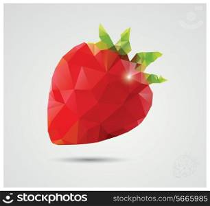 Geometric polygonal fruit, triangles, strawberry, vector illustration
