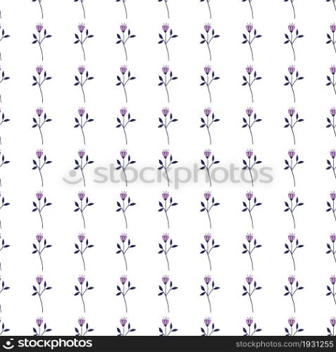 geometric pretty wildflower seamless pattern isolated on white background. Floral ornament. Romantic botanical design. Nature wallpaper. For fabric, textile print, wrapping, cover. Vector illustration. geometric pretty wildflower seamless pattern isolated on white background.