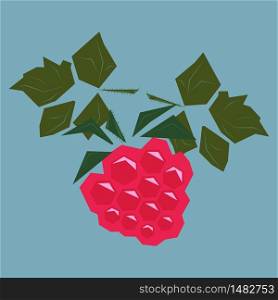 geometric raspberry on a gray- blue background