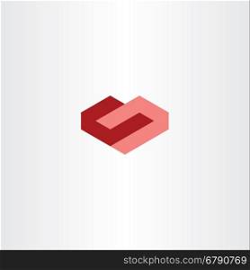 geometric red heart love sign vector icon shape