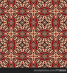 Geometric red retro art ethnic seamless design tile. Geometric abstract line art surfeace design. seamless pattern mosaic tile vector persian carpet