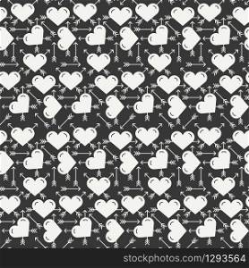 Geometric romantic line seamless pattern with hearts. Wrapping paper. Scrapbook paper. Tiling. Vector illustration. Background. Graphic texture for your design, wallpaper. Valentines day.. Geometric romantic line seamless pattern with hearts. Wrapping paper. Scrapbook paper. Tiling. Vector illustration. Monochrome background. Graphic texture for your design, wallpaper. Valentines day.