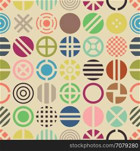 Geometric round pattern. Geometric seamless pattern with colorful round shapes. Vector background.
