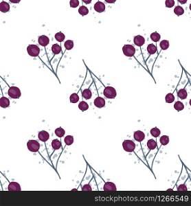 Geometric rowan berry seamless pattern on white background. Botanical wallpaper. Textile print design. Design for fabric, textile print, wrapping paper, kitchen textiles. Vector illustration. Geometric rowan berry seamless pattern on white background. Botanical wallpaper.