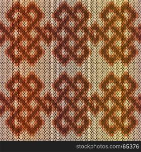 Geometric seamless knitting vector pattern in warm hues