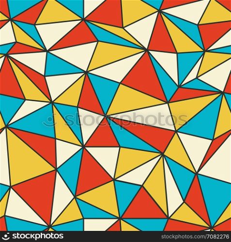 Geometric seamless pattern in retro style. Vintage background. Low poly seamless repeat pattern. Triangular facets. Vector pattern.