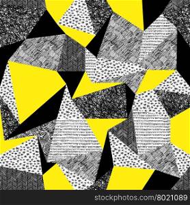Geometric seamless pattern in retro style. Vintage background.Triangles and hand drawn patterns